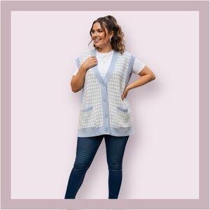 Anthropologie Maeve Geometric Buttondown Sweater Vest